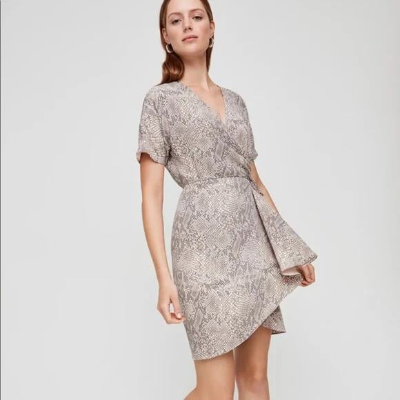 BABATON Aritzia Wallace Wrap Dress Sz XS Snake Print - Picture 4 of 9